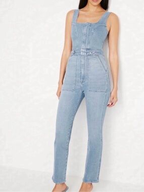 Good American Light Blue Denim Overalls Jumpsuit - size 1